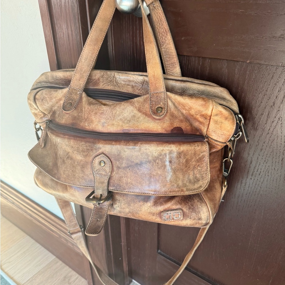 BedStu Brown Leather Laptop Bag